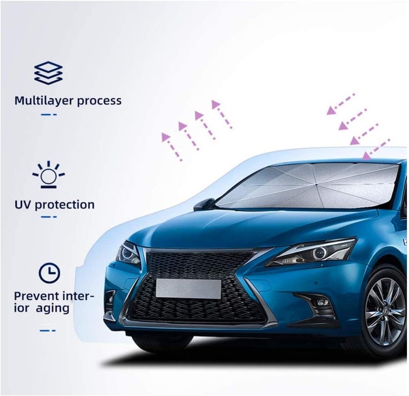 Showay Car Windshield Sunshade - Large Umbrella Sunshade for UV Protection (79 x 145 cm) - Image 3