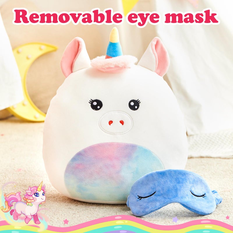 BSTAOFY Cute Unicorn Soft Plush Pillow with Removable Eye Mask Squishy Unicorn Stuffed Animal Cushion Hugging Nap Pillow Valentines Christmas Holiday Birthday Gifts for Toddlers Kids  12 - Image 4