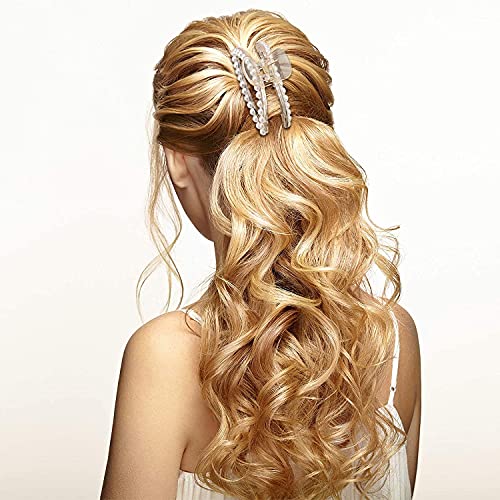 HOMEMATES 1 Pcs Large Pearl Hair Claw White Hair Clips Thick Long Hair Clutches Barrettes Hair Accessories for Women and Girls Thick Hair Claw Clamp Strong Hold (STYLE 2) - Image 5