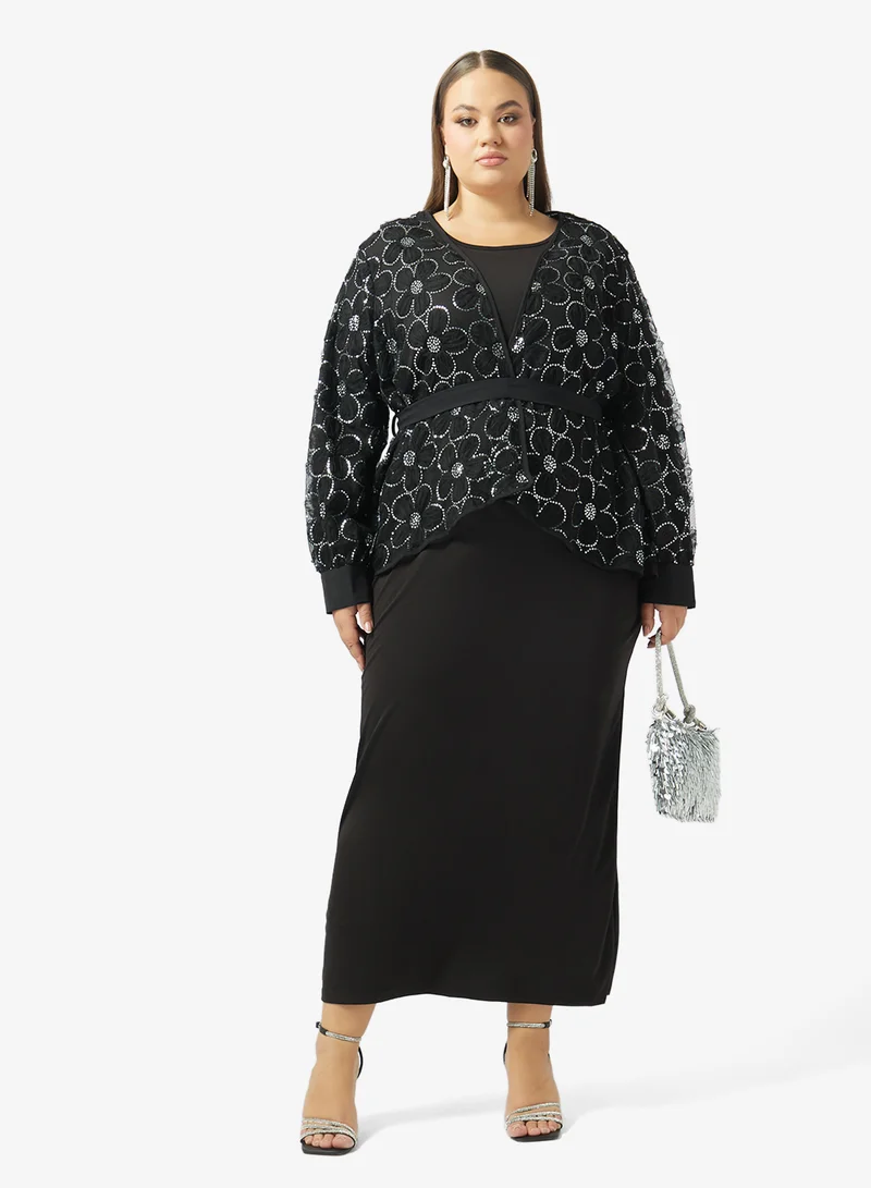 Khizana  Plus Size Dress Set With Shimmer Bolero for Women | Best Price UAE