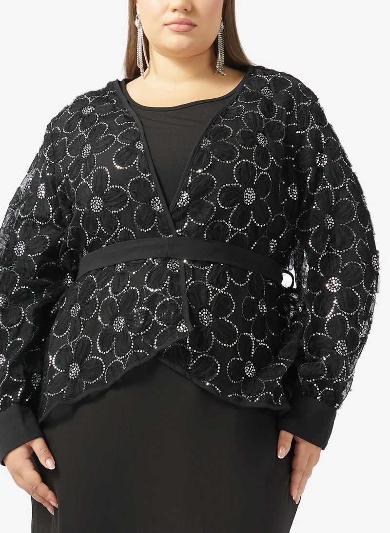 Khizana  Plus Size Dress Set With Shimmer Bolero for Women | Best Price UAE