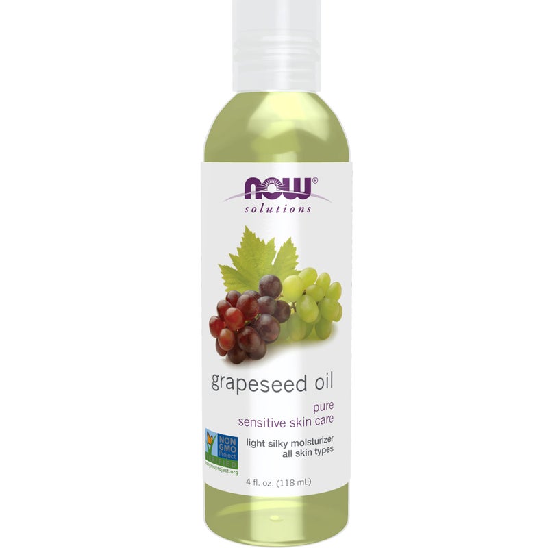 NOW Foods Solutions Grapeseed Oil Skin Care for Sensitive Skin Light Silky Moisturizer for All Skin Types 4Ounce
