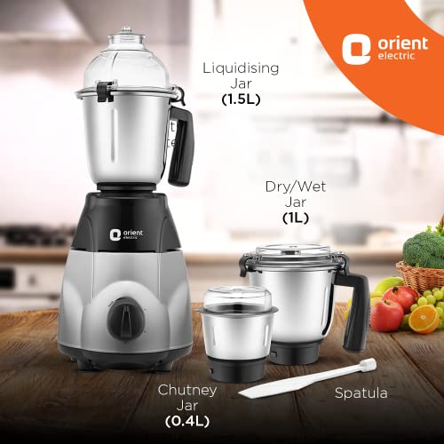 Orient Electric Chefspecial 1200W 3 jar Mixer Grinder (MGCS120G3/Black & Silver) - Image 3