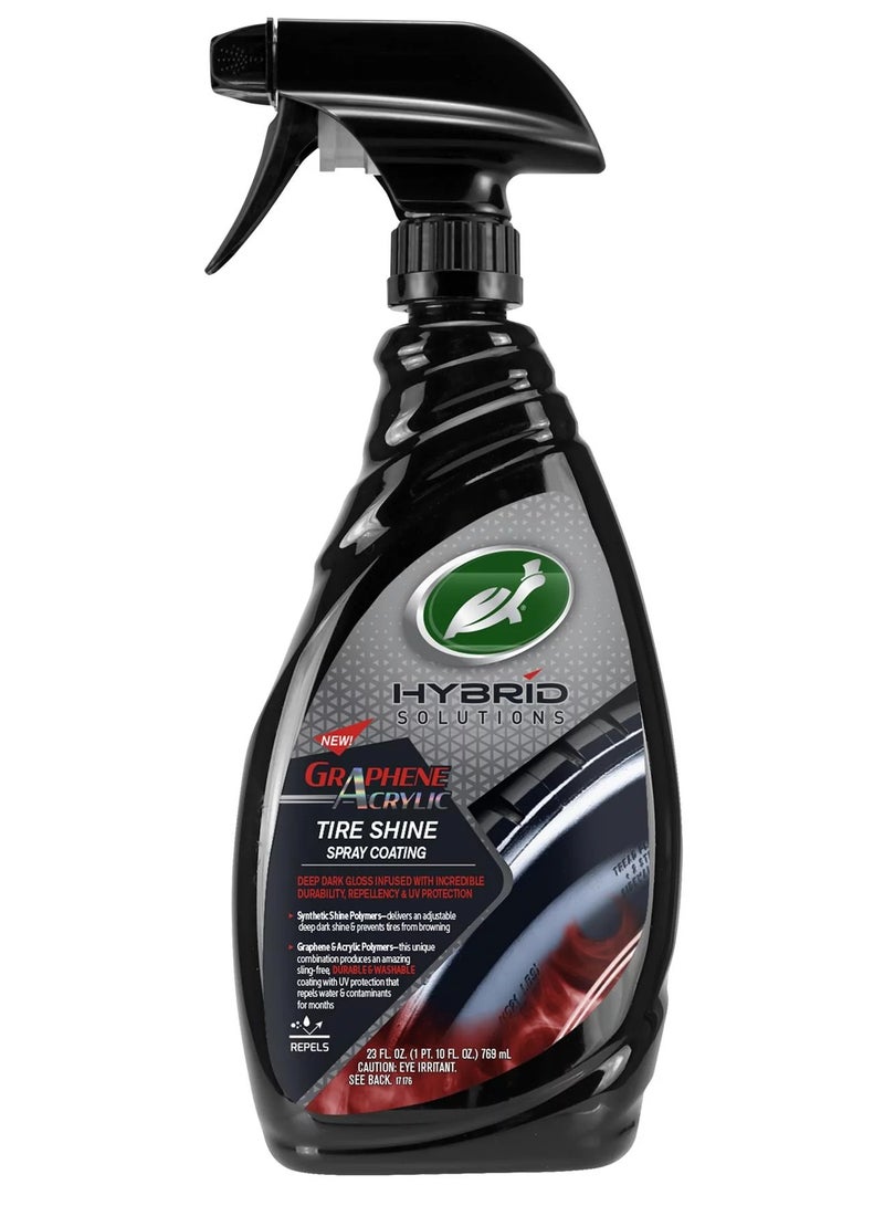 TURTLE Graphene Acrylic Tire Shine Spray Coating 680ml Durable Washable Deep Dark Gloss Turtle Wax Hybrid Solutions - Image 2