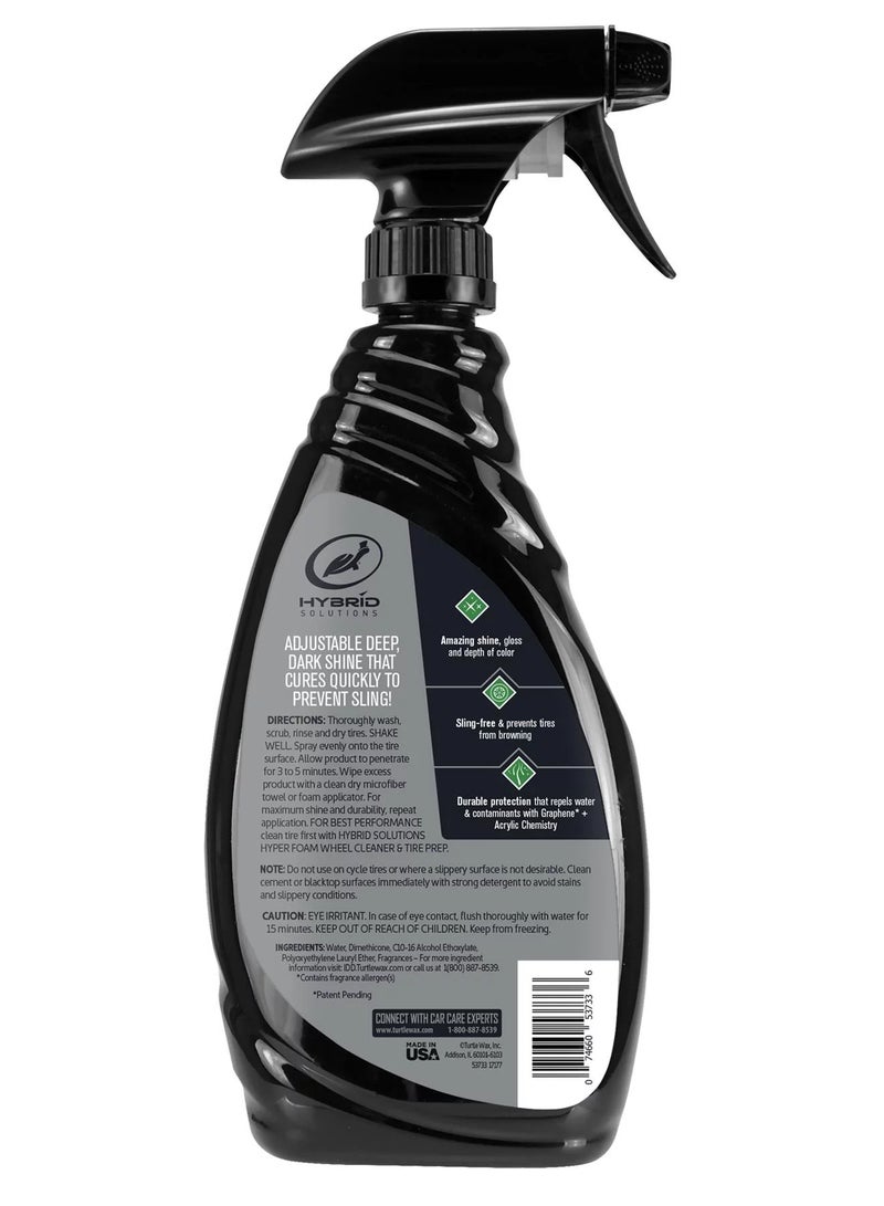 TURTLE Graphene Acrylic Tire Shine Spray Coating 680ml Durable Washable Deep Dark Gloss Turtle Wax Hybrid Solutions - Image 3