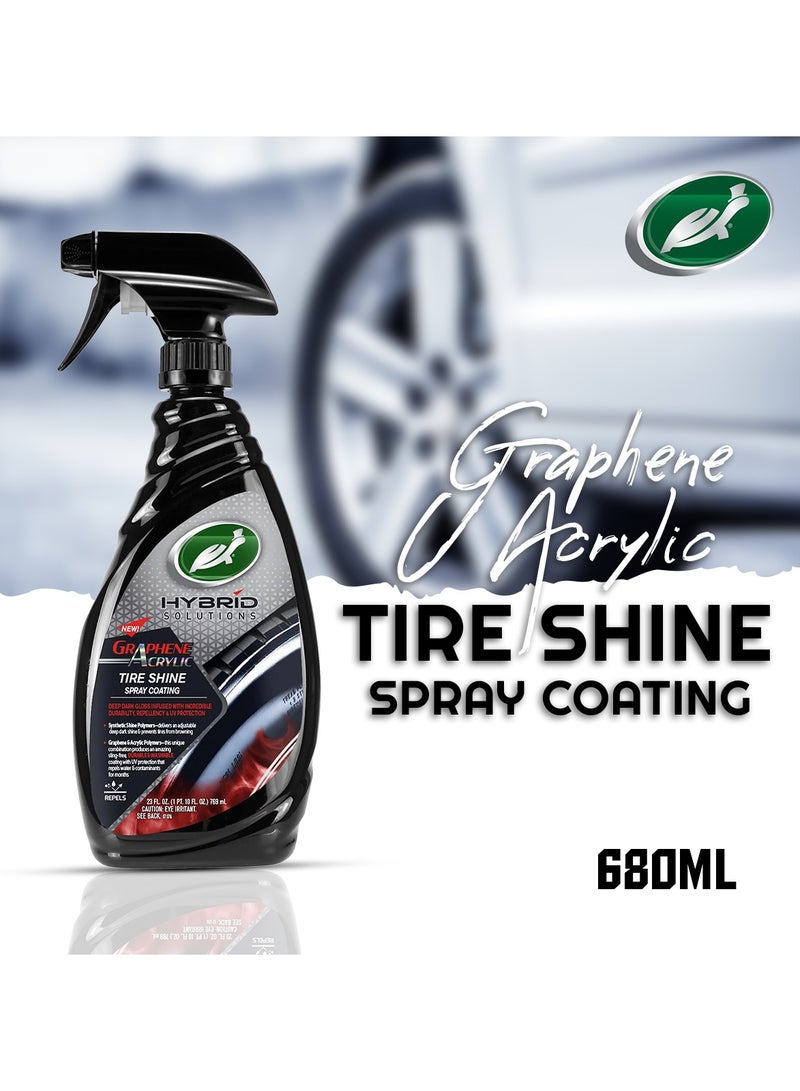 TURTLE Graphene Acrylic Tire Shine Spray Coating 680ml Durable Washable Deep Dark Gloss Turtle Wax Hybrid Solutions - Image 1