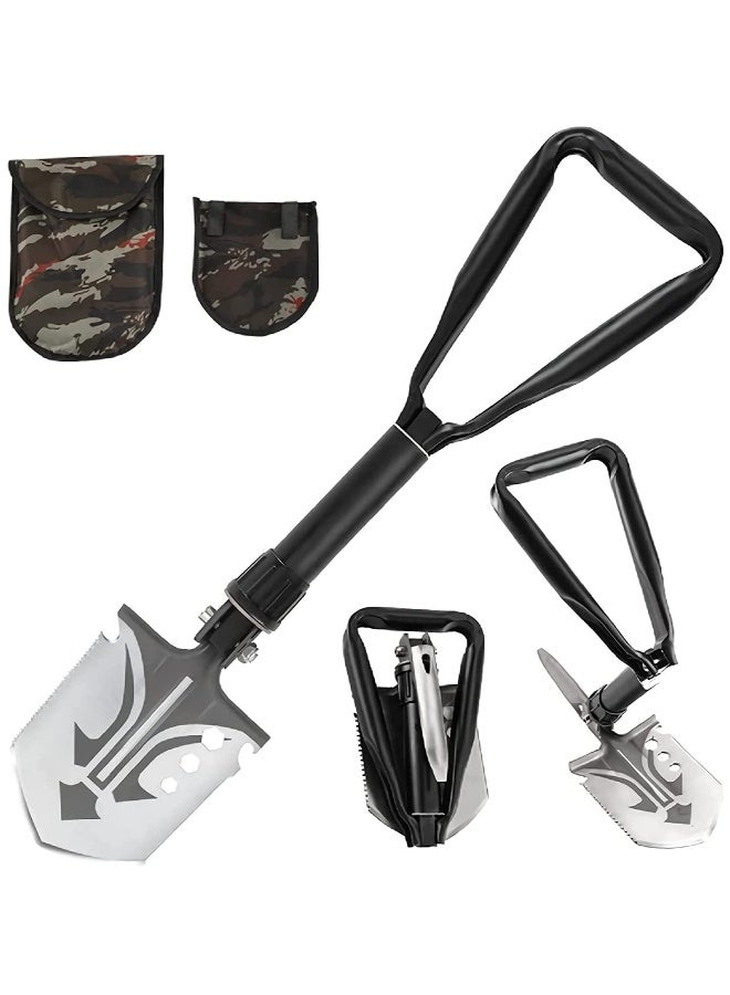Generic Folding Shovel Multifunctional Mini Foldable Shovel Survival Spade Portable Entrenching Tool, for Gardening, Camping Hiking, Backpacking, Fishing(Black - Foldable) - Image 1