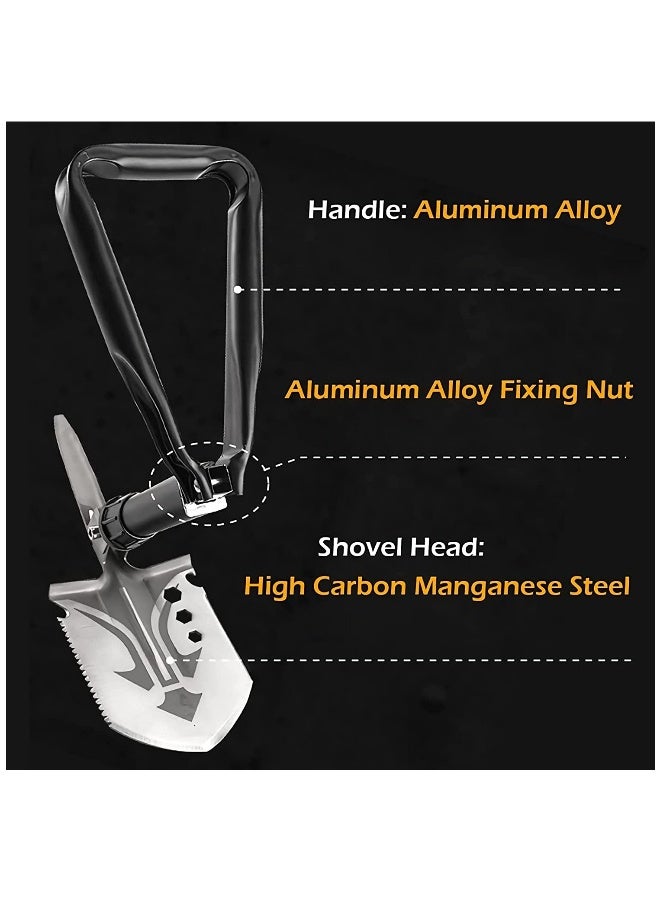 Generic Folding Shovel Multifunctional Mini Foldable Shovel Survival Spade Portable Entrenching Tool, for Gardening, Camping Hiking, Backpacking, Fishing(Black - Foldable) - Image 2