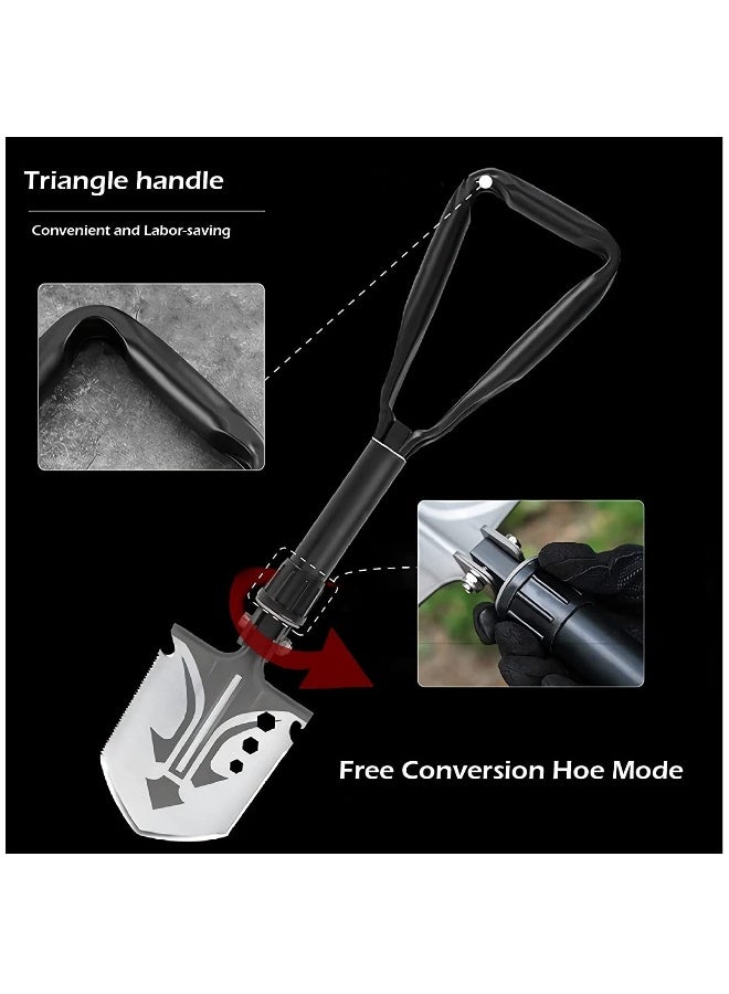 Generic Folding Shovel Multifunctional Mini Foldable Shovel Survival Spade Portable Entrenching Tool, for Gardening, Camping Hiking, Backpacking, Fishing(Black - Foldable) - Image 3