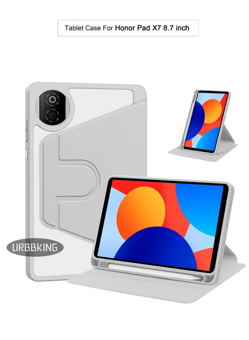 يوارب كينج تتوافق مع الحاوية الدوارة بحجم 8.7 بوصة لـ Honor Pad X7، وغطاء الحاوية الدوارة بزاوية 360 درجة، وغطاء الرؤية المتعددة الزوايا مع قلم رمادي - Image 1