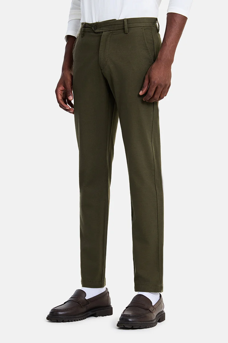SNITCH Olive Olive Solid Slim Fit Festive Trousers for Men | Best Price UAE