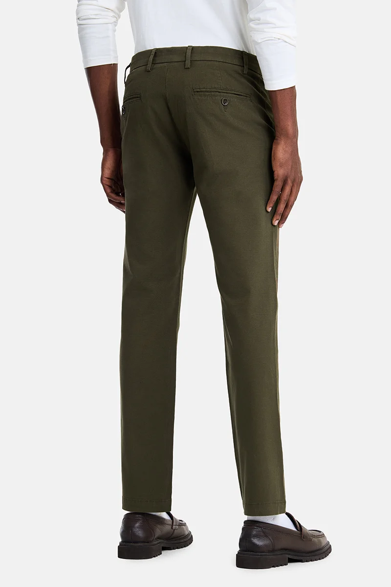 SNITCH Olive Olive Solid Slim Fit Festive Trousers for Men | Best Price UAE