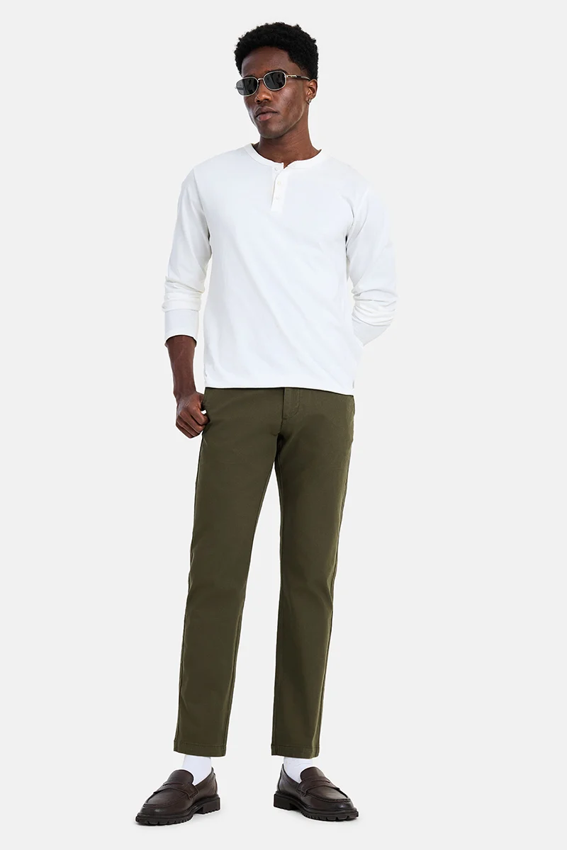 SNITCH Olive Olive Solid Slim Fit Festive Trousers for Men | Best Price UAE