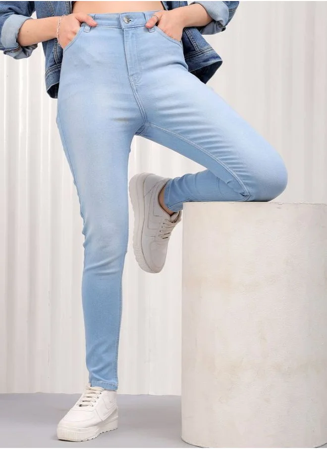 مرفوعة Women Skinny Blue Jeans