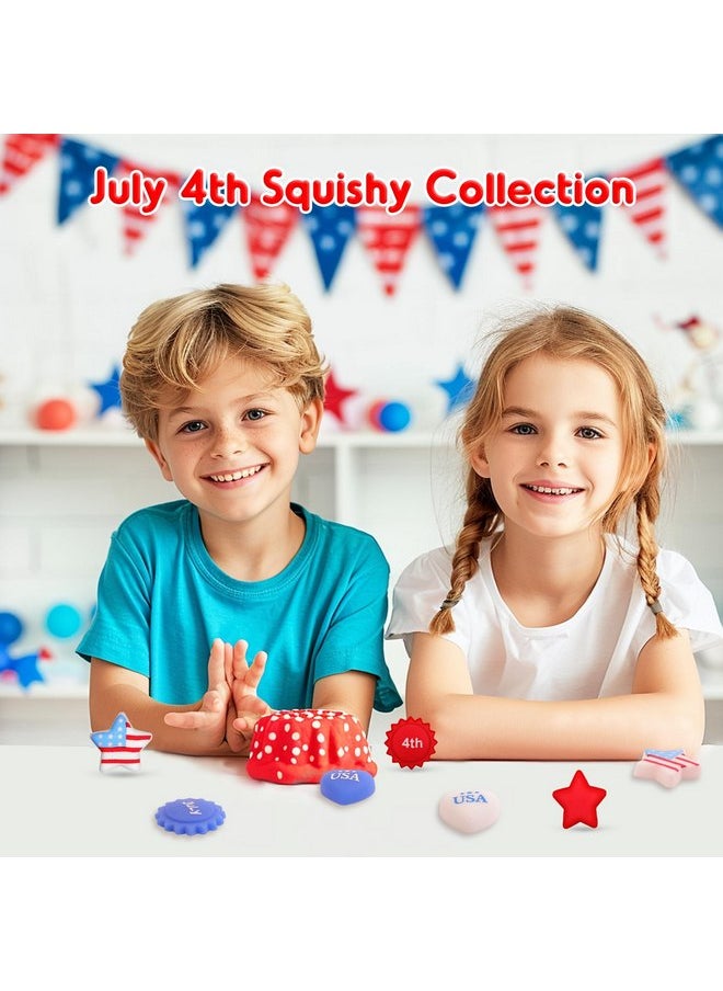NPET - NPET 30Pcs 4th of July Mochi squishies Toy, Independence Day Party Favors for Kids 4th of July Classroom Kawaii Toys Mochi Squishy Love/USA Flag/ 4th of July Boys Girls Stress Relief Toy - Image 1
