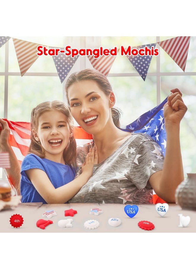 NPET - NPET 30Pcs 4th of July Mochi squishies Toy, Independence Day Party Favors for Kids 4th of July Classroom Kawaii Toys Mochi Squishy Love/USA Flag/ 4th of July Boys Girls Stress Relief Toy - Image 1