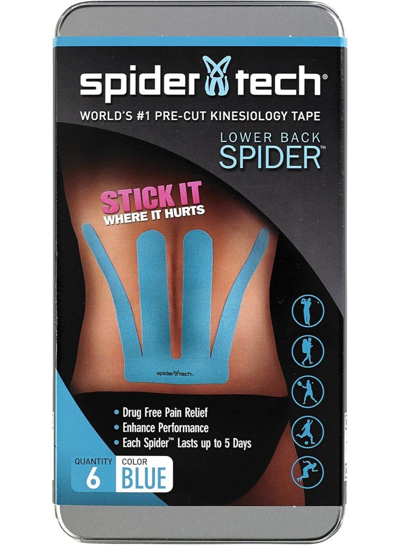 سبايدر تيك عوامة الحركة للبالغين من الجنسين، أسفل الظهر، عنكبوت، 6 قطع من الصفيح، أزرق - أزرق، x - Image 3