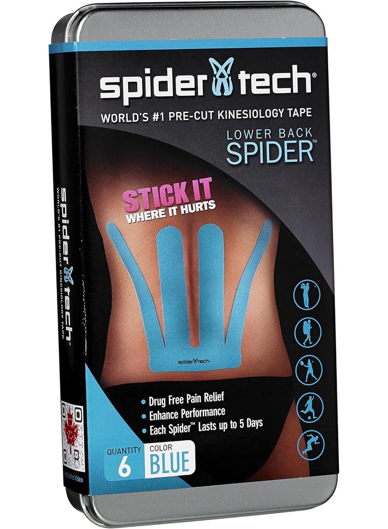 سبايدر تيك عوامة الحركة للبالغين من الجنسين، أسفل الظهر، عنكبوت، 6 قطع من الصفيح، أزرق - أزرق، x - Image 5