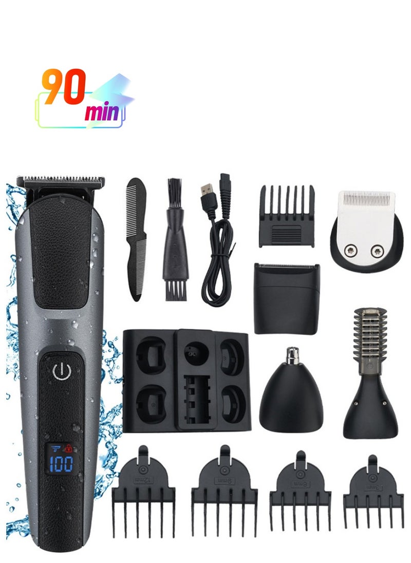 Generic Rechargeable Multifunctional Electric Beard Trimmer for Men Professional Hair Trimmer Beard Clippers Mustache Trimmer Body Nose Ear Face Trimmer Grooming Kit for Men  - Image 1