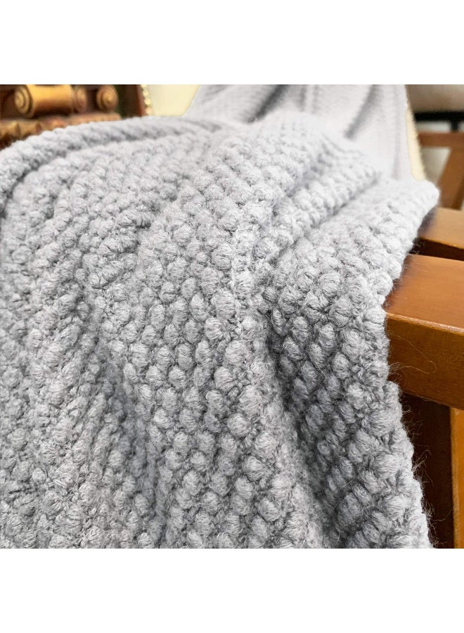 LOMAO Knitted Throw Blanket with Tassels Bubble Textured Lightweight Throws for Couch Cover Home Decor - Image 4