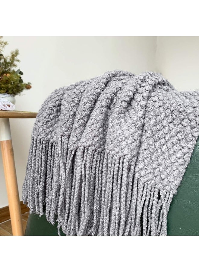LOMAO Knitted Throw Blanket with Tassels Bubble Textured Lightweight Throws for Couch Cover Home Decor - Image 3