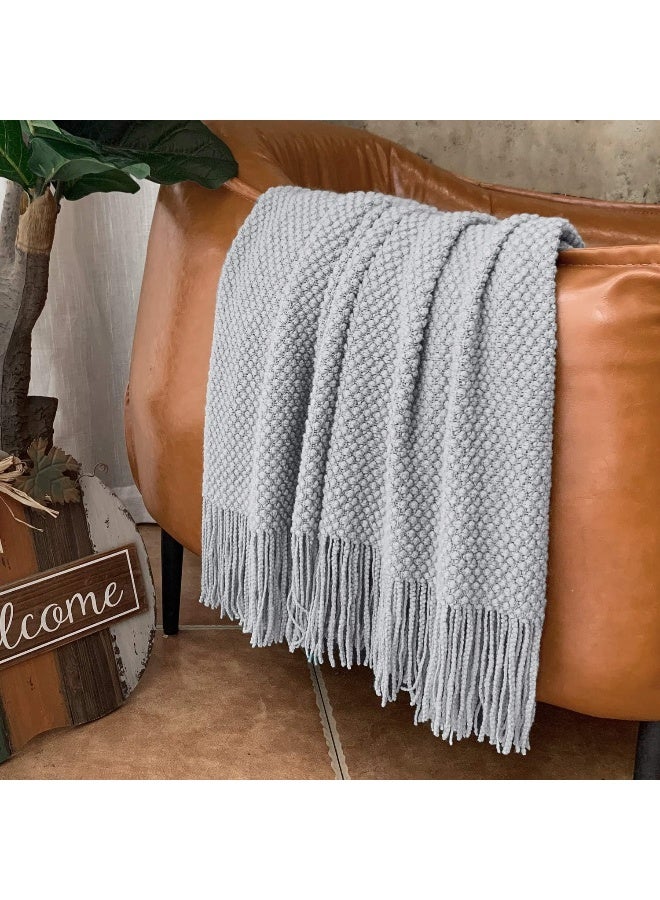LOMAO Knitted Throw Blanket with Tassels Bubble Textured Lightweight Throws for Couch Cover Home Decor - Image 2