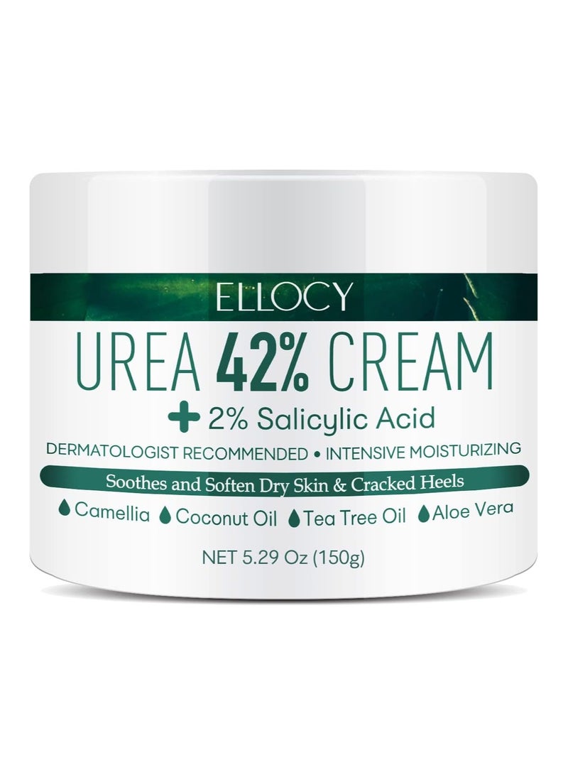 Ellocy Urea 42% Foot Cream for Dry Cracked Heels, Salicylic Acid, 5.29 Oz, Cracked Heel Repair for Dry Cracked, Callus Remover, nail repair cream, foot lotion for dry cracked feet
