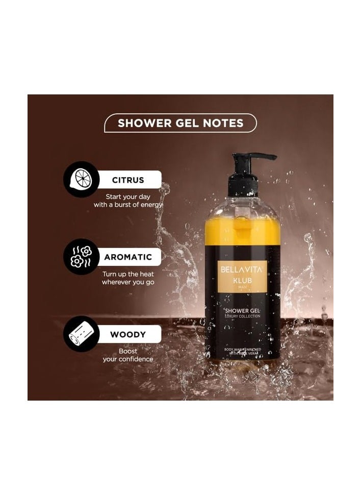 Bella Vita - Bella Vita Luxury KLUB Man Body Wash Refreshing Shower Gel for Deep Cleansing Hydrating Moisturising Softer and Smoother Skin with Aloe Vera 500 Ml - Image 1