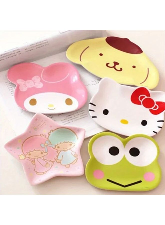 Hello Kitty Frog Color Plastic Plates Rust Resistant Dinnerware Snack Trays Gift Set - Image 1
