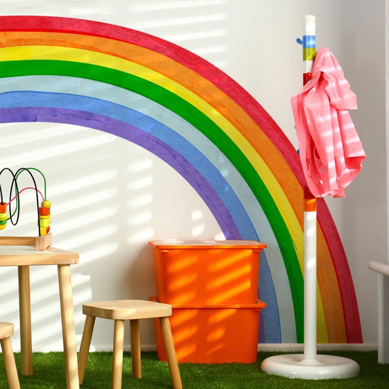 Eutecado Rainbow Wall Decals - Large Watercolor Rainbow Wall Decor Stickers for Kids' Room, Peel and Stick Half Art Murals for Girls' Room/Bedroom - Image 1