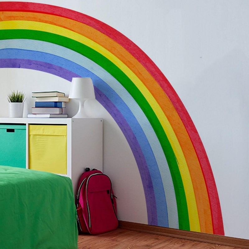 Eutecado Rainbow Wall Decals - Large Watercolor Rainbow Wall Decor Stickers for Kids' Room, Peel and Stick Half Art Murals for Girls' Room/Bedroom - Image 5