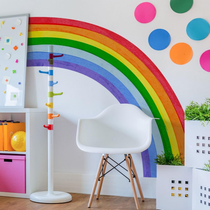 Eutecado Rainbow Wall Decals - Large Watercolor Rainbow Wall Decor Stickers for Kids' Room, Peel and Stick Half Art Murals for Girls' Room/Bedroom - Image 2