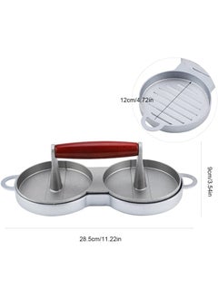 AZRMOH AZRMOH Double Burger Press Burger Patty Maker Grill Double Stuffed Burger Press Burger Tikki Mould with Wooden Handle Round Shape Hamburger Press Patty Maker for Home  - Image 5