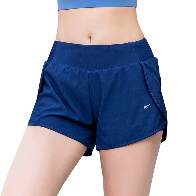 Women 2 in 1 Running Shorts Quick-Dry Sport Active Workout Gym Yoga Shorts with Pocket - Image 1