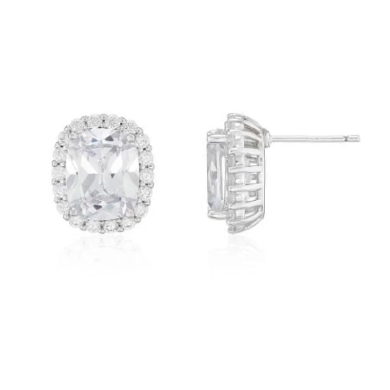 BUCKLEY LONDON BUCKLEY LONDON THE FLAWLESS COLLECTION - CLEAR RECTANGULAR CUSHION SPARKLE EARRINGS