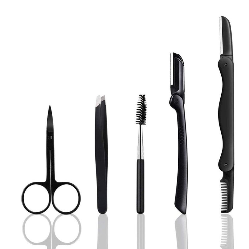 Summer Lemon Eyebrow Razor, 5-in-1 Eyebrow Kit, Professional Eyebrow Grooming Set, Eyebrow Trimmer Set for Women and Men, Including Brow Razors Trimmer, Brush, Eyebrow Scissors, Slant Tweezers - Image 1
