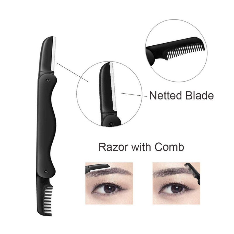 Summer Lemon Eyebrow Razor, 5-in-1 Eyebrow Kit, Professional Eyebrow Grooming Set, Eyebrow Trimmer Set for Women and Men, Including Brow Razors Trimmer, Brush, Eyebrow Scissors, Slant Tweezers - Image 2