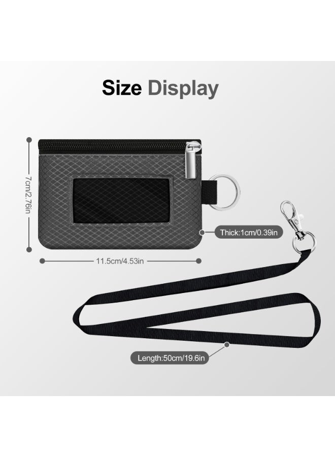 Minimalist RFID Blocking Small Wallet with ID Window,WaterResistant Zip Id Case Wallet with Lanyard Keychain for Cards,Cash,Travel,Women,Men - Image 5
