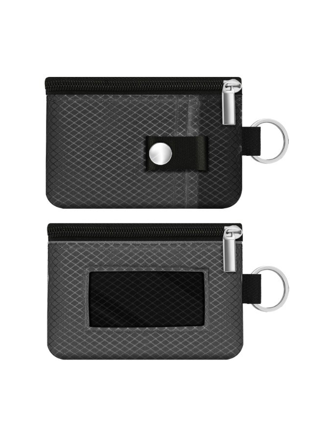 Minimalist RFID Blocking Small Wallet with ID Window,WaterResistant Zip Id Case Wallet with Lanyard Keychain for Cards,Cash,Travel,Women,Men - Image 3