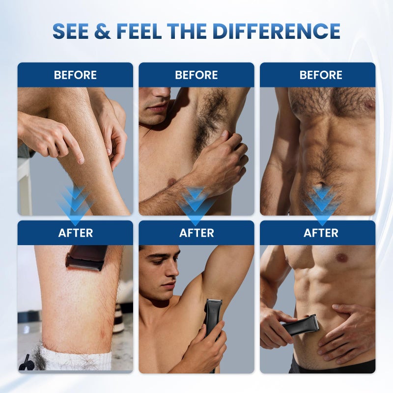 MAXGROOM Body Hair Trimmer for Men 3-in-1 Groin, Pubic & Ball Trimmer with Skin Safe No-Nick Blades, IPX6 Waterproof Wet/Dry Electric Shaver for Chest, Underarms, Legs, USB-C Rechargeable Groomer Kit - Image 3