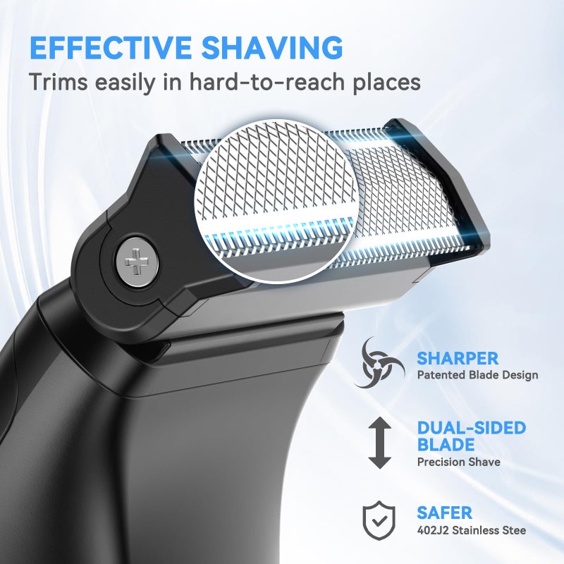 MAXGROOM Body Hair Trimmer for Men 3-in-1 Groin, Pubic & Ball Trimmer with Skin Safe No-Nick Blades, IPX6 Waterproof Wet/Dry Electric Shaver for Chest, Underarms, Legs, USB-C Rechargeable Groomer Kit - Image 4