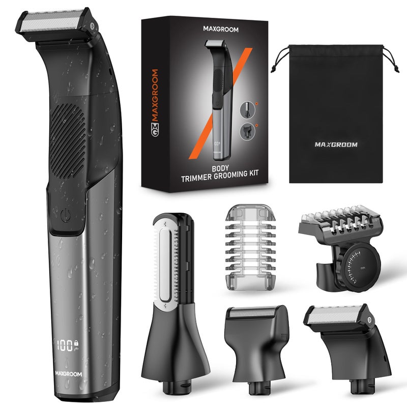 MAXGROOM Body Hair Trimmer for Men 3-in-1 Groin, Pubic & Ball Trimmer with Skin Safe No-Nick Blades, IPX6 Waterproof Wet/Dry Electric Shaver for Chest, Underarms, Legs, USB-C Rechargeable Groomer Kit - Image 1