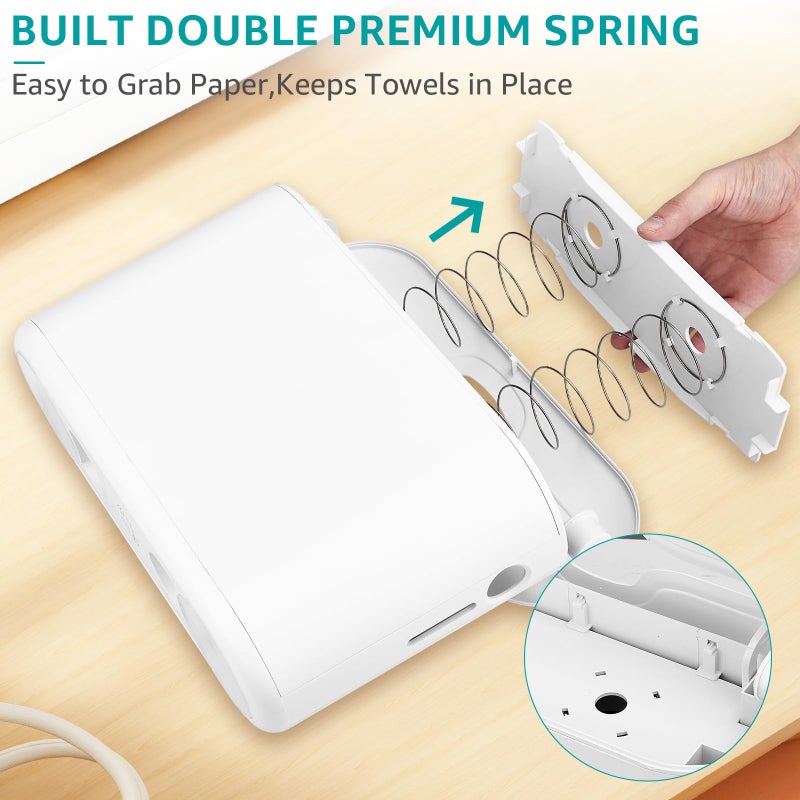 DUTYWORKS Multifold Paper Towel Dispenser Countertop, Commercial Hand Towel Dispenser for Bathroom Kitchen Home, Trifold/C Fold/Z Fold Napkin Dispenser, Abs Plastic - Non-Slip, White - Image 5