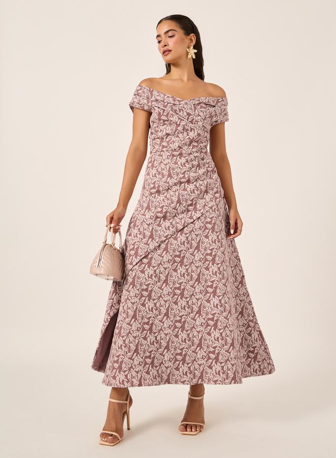 ستايلي فستان بكتف مكشوف بنقشة الزهور - Image 1