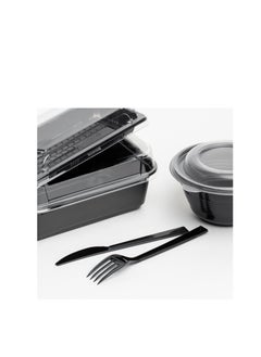 HYFY 50 PCS Black Plastic Cutlery Set Spoons Knives Forks Napkins Set Disposable Cutlery Set Individually Wrapped Plastic Cutlery Disposable Spoons Disposable Fork Plastic Spoon Heavy Duty Plastic Utensils  - Image 5