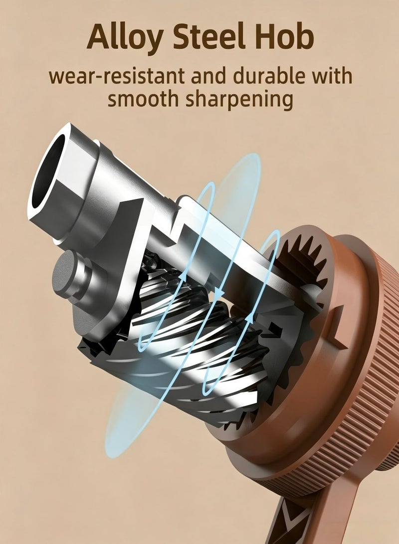 Deli Manual Pencil Sharpener - Auto-in Hand Crank with Adjustable Point, Stronger Helical Blade to Fast Sharpen, Home and Office, Brown - Image 5