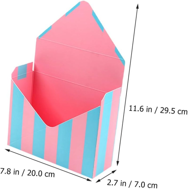 WOONEKY Envelope Flower Boxes 5pcs Set with Mixed Crimson Dot, Beige Dot, Purple and Pink Blue Stripes Paper Packing Boxes for Floral Wrapping and Store Display - Image 2