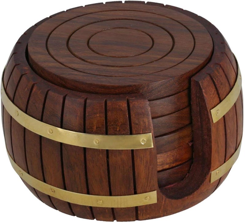 ITOS365 Wooden Drink Coasters Wood Table Coaster Set of 6 for Tea Cups Coffee Mugs Beer Cans Bar Tumblers and Water Glasses - Image 1
