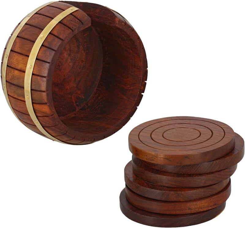 ITOS365 Wooden Drink Coasters Wood Table Coaster Set of 6 for Tea Cups Coffee Mugs Beer Cans Bar Tumblers and Water Glasses - Image 3
