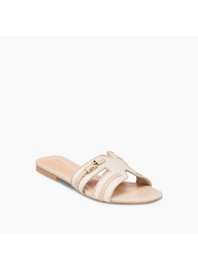 سيليست Women's Monogram Print Slip-On Flat Sandals